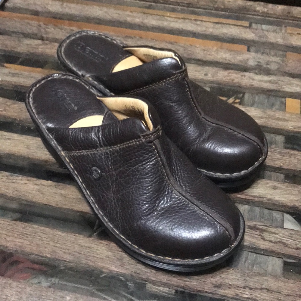 Born brown leather clogs